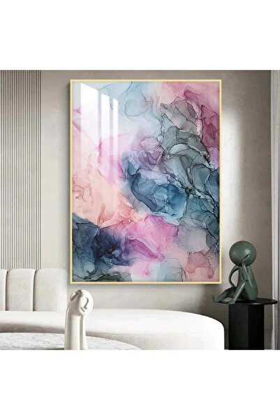 SND لوحة جدارية خشبية بتصميم الفن التجريدي مع برواز ذهبي و طبقة من الاكرليك الشفاف