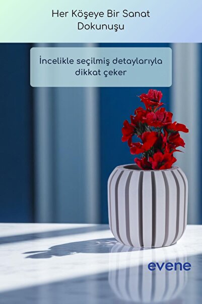 Evene Vazo Küçük Vazo Masa Üstü Vazo Ev Dekorasyon Vazo Beyaz Renk Model 79