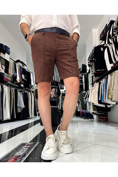 higo Linen Cotton Line Stitched Men's Shorts