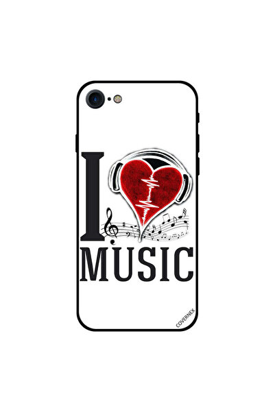 Covernex غطاء حماية لجهاز iPhone 8 - قلب أحمر - أحب الموسيقى