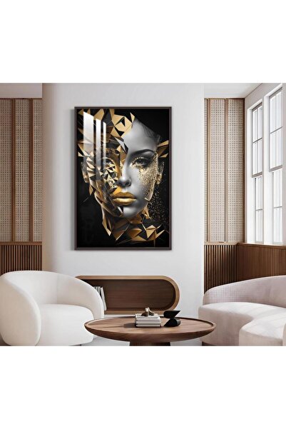 SND لوحة جدارية خشبية بتصميم فتاة مع برواز شامبين و طبقة من الاكرليك الشفاف