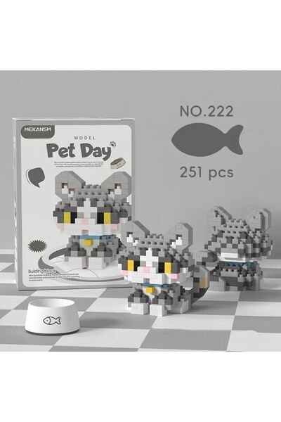 MEKANSM | Petday | Duman Pati Kendin Yap – American Shorthair Kedi Sevimli 3D Yapboz Mini BlokSet(251 Parça)
