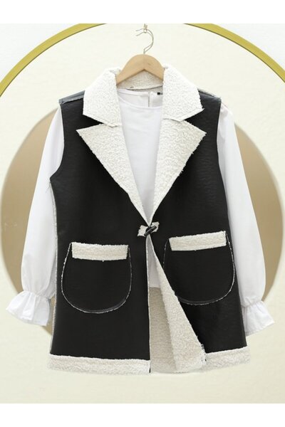 ALPACO Lamb plush double pocket vest - ecru