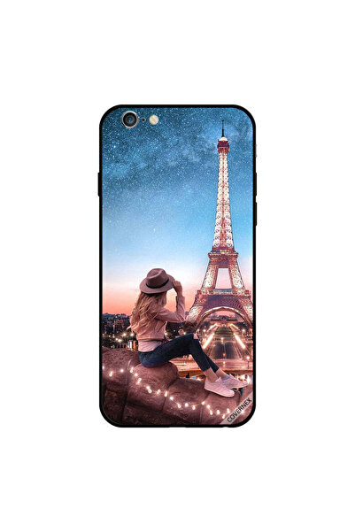 Covernex غطاء حماية لجهاز iPhone 6s بني بطبعة فتاة القبعة وبرج إيفيل