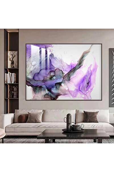 Marktna لوحة جدارية خشبية فاخرة بتصميم الفن التجريدي مع برواز بني و طبقة من الاكرليك الشفاف