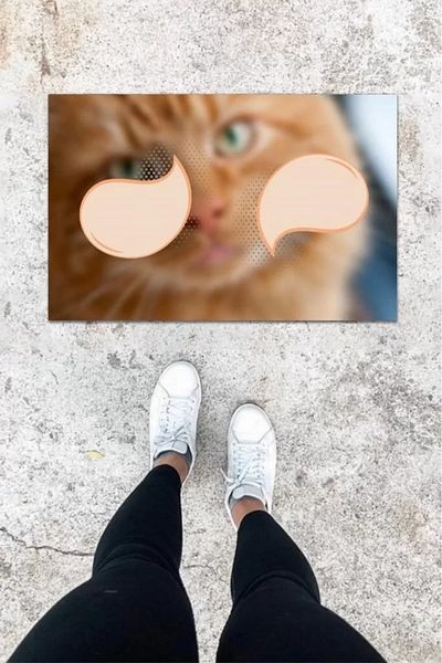 Mu Art Ahşap Digital Printing Colorful Cat Pattern Door Mat K-1034