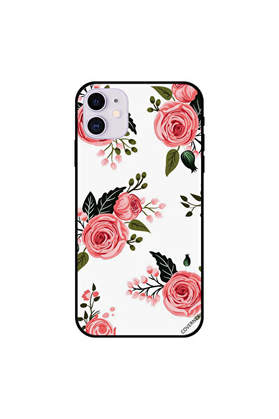 Covernex غطاء حماية لجهاز iPhone 11 بنقشة ورود وردية مع أوراق خضراء داكنة