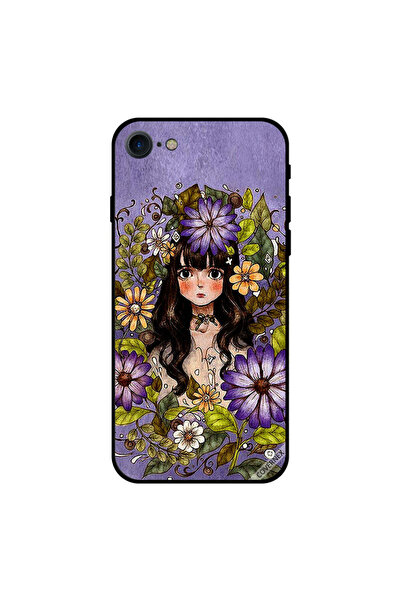 Covernex غطاء حماية لهاتف iPhone 8 بتصميم فتاة حول الزهور