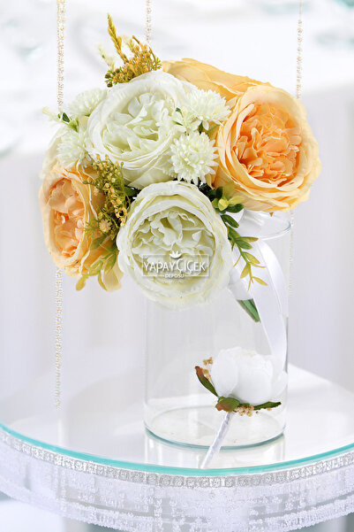 Yapay Çiçek Deposu Пролетен букет за булката, комплект от 2 части