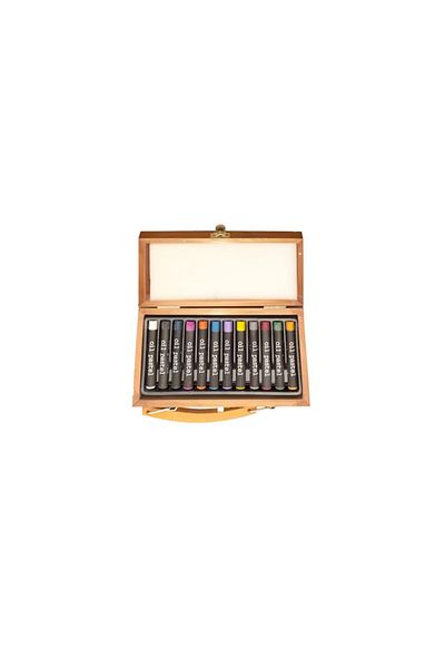 Kinspory Set of 12 Kinspory wax crayons, multicolor, wood, 10 x 18 x 3 cm