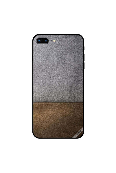 Covernex غطاء حماية لجهاز iPhone 7 Plus بنقشة قماش رمادي وجلد بني