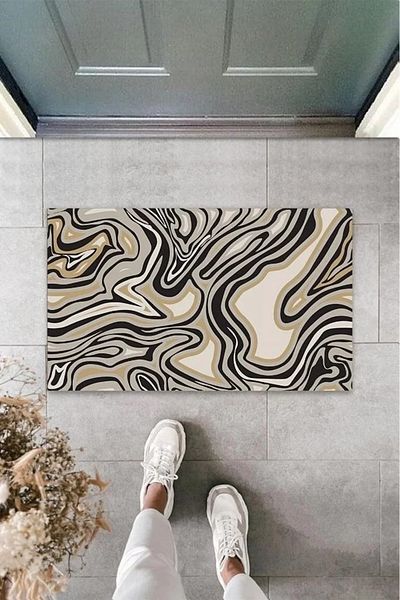 Mu Art Ahşap Digital Modern Brown Door Mat Outdoor Mat K-3127