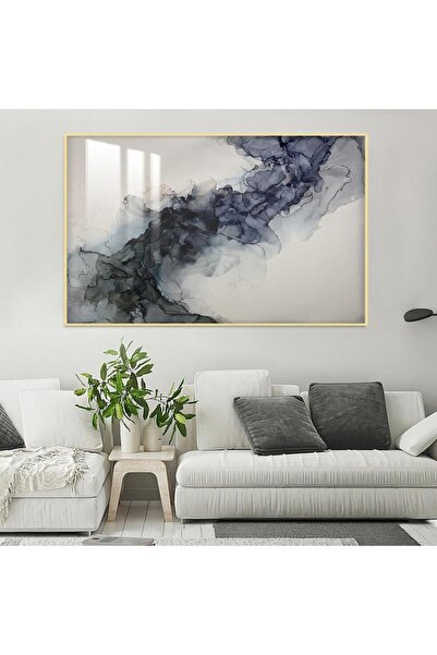 SND Luxury wooden wall panel with abstract art design, gold frame and clear a...