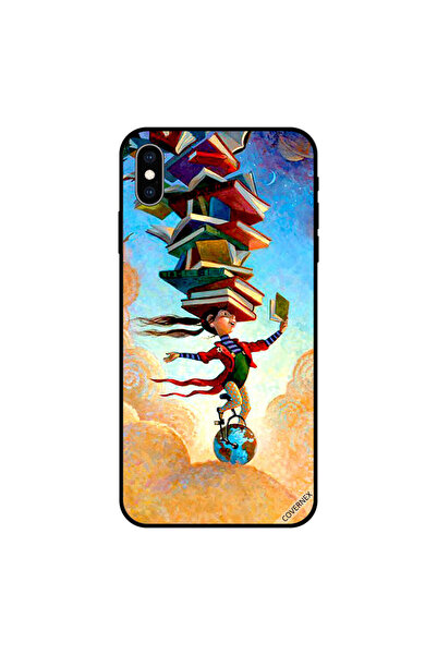 Covernex iPhone X Case Cover Girl on Globe with Books