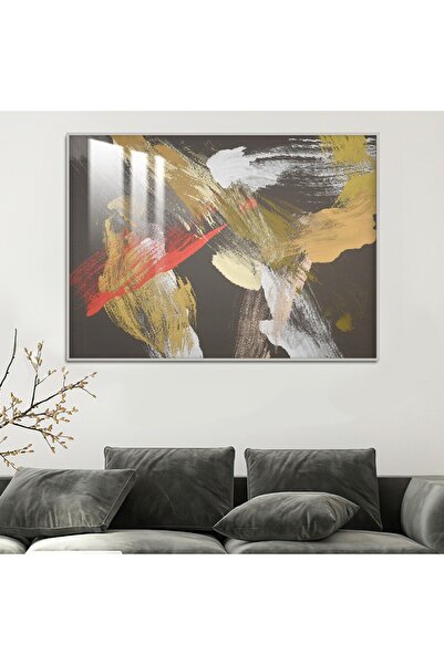 Marktna لوحة جدارية خشبية فاخرة بتصميم الفن التشكيلي مع برواز فضي و طبقة من ا...