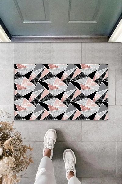 Skygo Grey-Pink Digital Printed Marble Door Mat - K-3080