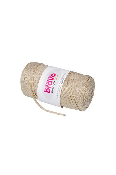 Bravo Glitter Ribbon Polyester Yarn Macrame 200 Gr 30S Milky Brown Glitter