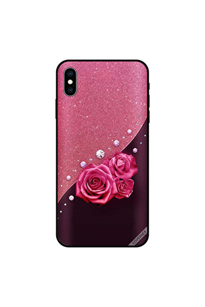 Covernex iPhone XS Case Cover Pink Glitter & Roses
