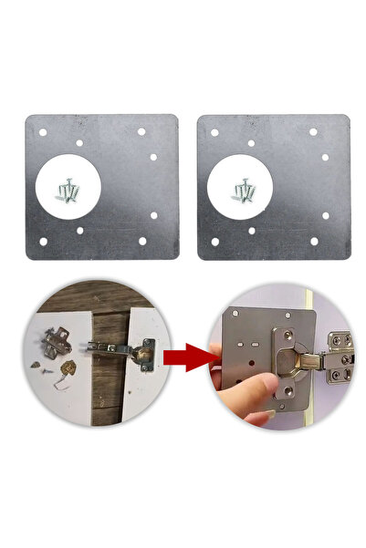 Adem Koç 2 Adet Menteşe Tamir Sacı Pratik Paslanmaz Dolap Tamir Onarım Kiti K...