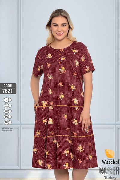 ROMEO LİFE Women's Plus Size Cotton Modal Fabric Patterned Summer Dress 7621