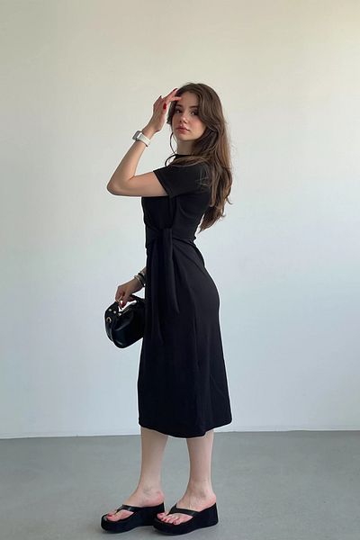 Sorridi Side Tie Crew Neck Modal Dress