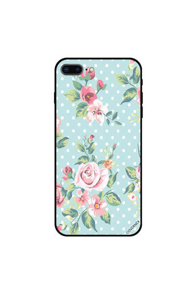 Covernex غطاء حماية لجهاز iPhone 7 Plus بنقشة زهور على خلفية خضراء فاتحة