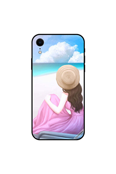 Covernex غطاء حماية لهاتف iPhone XR بتصميم فستان وردي وفتاة جميلة تنتظر على ا...