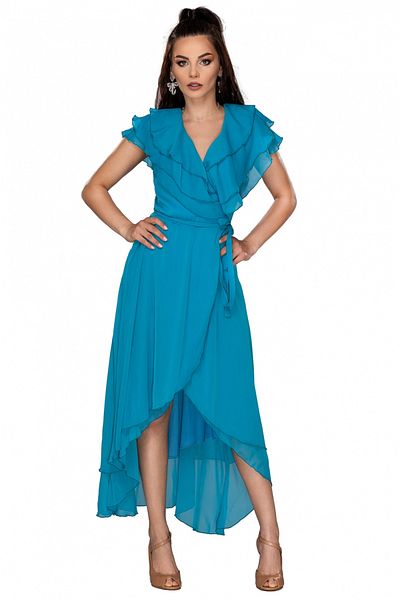 Atmosphere Fashion Rochie midi din voal albastru