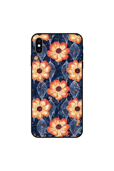 Covernex iPhone XS MAX Case Cover Dark Orange Painted Flowers