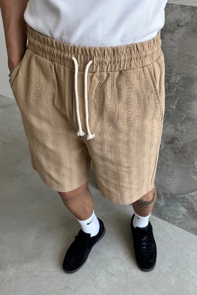 yung Camel Thick Knitted Linen Shorts