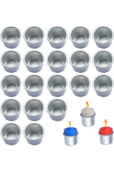 Czljyhiuaeng Set de 20 suporturi de lumânări Czljyhiuaeng, aluminiu, argintiu, 27 x 19 mm