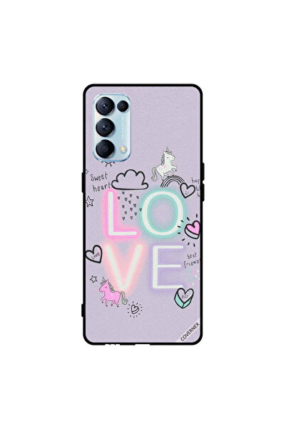 Covernex غطاء حماية لهاتف Oppo Reno5 Pro 5G بنقشة قلب حلو وحب وحيد القرن