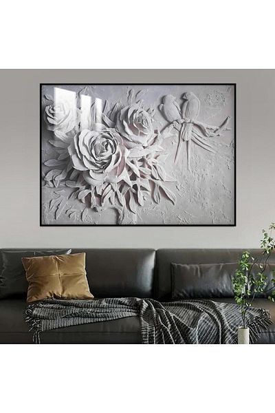 4gdran Wooden wall plaque printed with gypsum board design with black frame and clear acrylic layer
