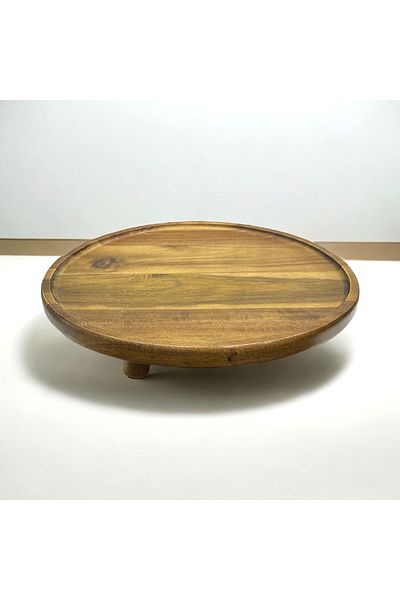 SepetçiBaba Acacia Leg Round Large Serving Tray - 25532