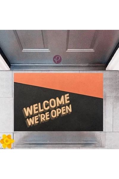 P Parla Digital Printed Hooded Mat - Welcome We're Open P-2337