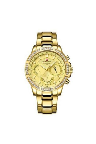Naviforce Luxury Men's Gold Chronograph Watch – Waterproof, Stainless Steel, Multifunctional