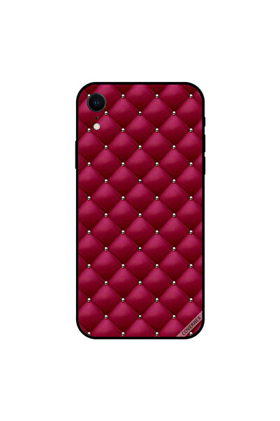 Covernex غطاء حافظة iPhone XR مطبوع عليه طوابع على قماش وردي أحمر