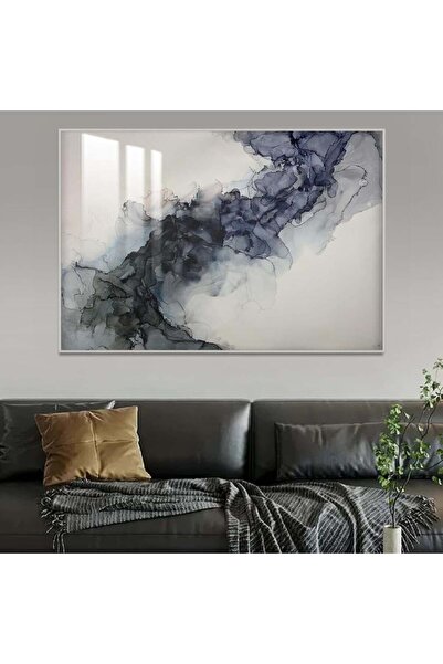 SND Luxury wooden wall panel with abstract art design, silver frame and clear...