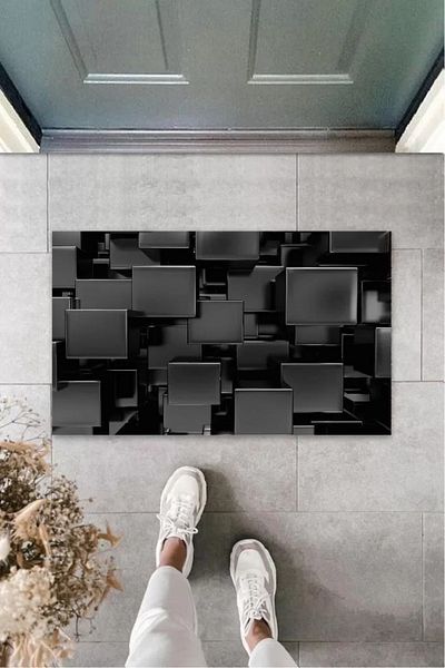 Mu Art Ahşap Digital Printing Black Digital Cube Mat K-3144