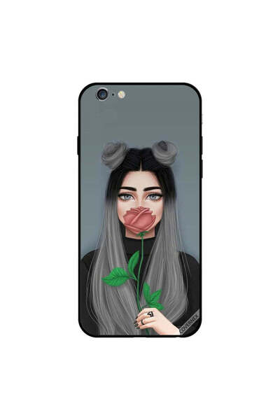 Covernex غطاء حماية لهاتف iPhone 6s بفتاة لطيفة تخفي فمها على شكل وردة خوخية