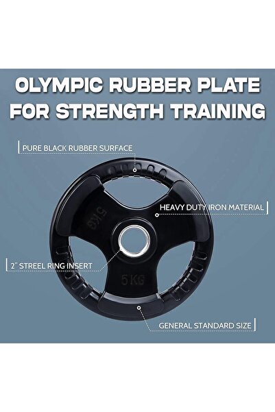 Delta Power DeltaPower 2-Inch Rubber Olympic Grip Weight Plates for Strength Training 5KG
