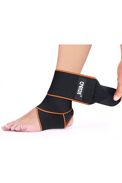 Crenze adjustable ankle bandage, nylon, black/orange, universal size