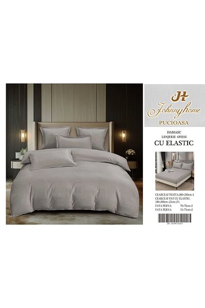 CHIRASO CHIRASO Linen, DAMASK, ELASTIC Sheet 180X200+25cm, Duvet Sheet 200x230cm and 4 Pillowcases