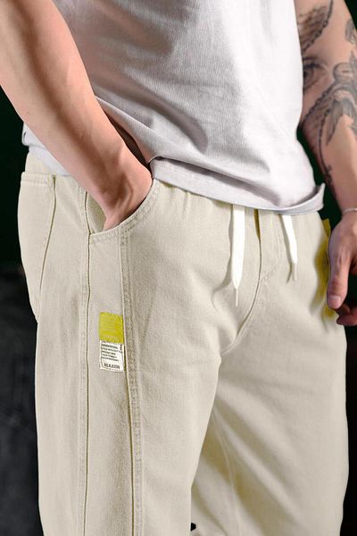 Oksit Reax Camils Elastic Waist Drawstring Straight Leg Relaxed Fit Men's Jean Trousers