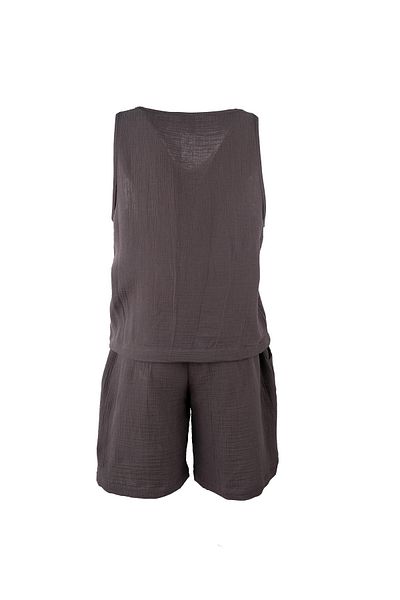 Baveno Natural Muslin Fabric Casual Women's Shorts Set Baveno