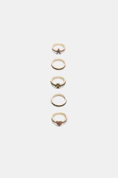 Stradivarius Set of 5 rhinestone rings