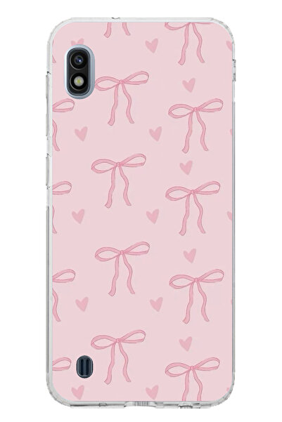 TechTree Samsung Galaxy A10 Uyumlu Pembe Kalpli Fiyonklar Şeffaf Silikon Kılıf