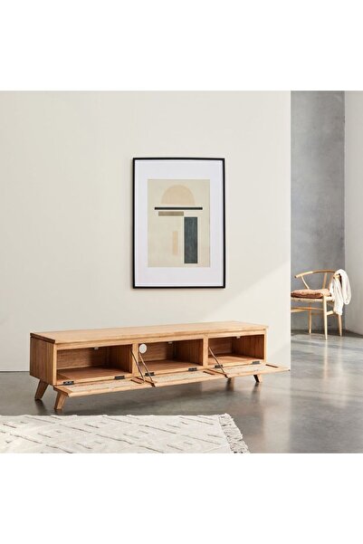 WoodenDecoration01 Nova Rattan TV Ünitesi – Masif Ahşap & Hasır Detaylı
