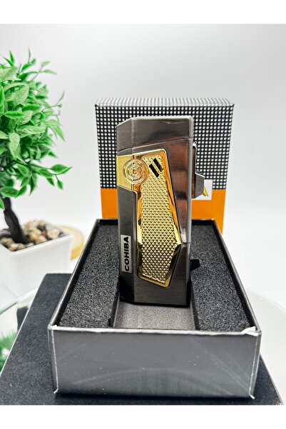 COHİBA Puro standlı, dört alevli puro çakmak, gazsız zımbalı bütan doldurulab...