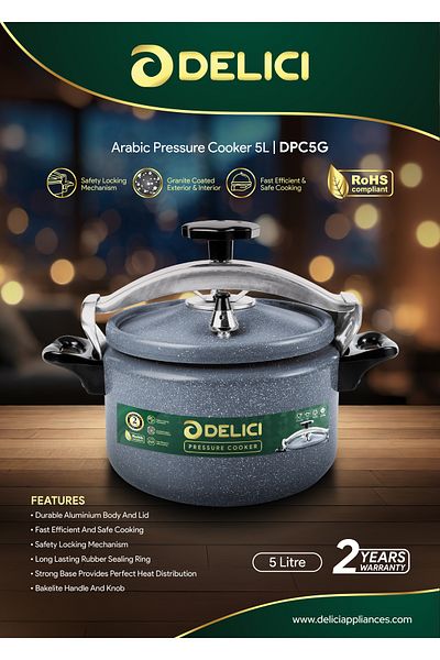 DELICI Aluminium Pressure cooker 5Ltr (DPC 5G)